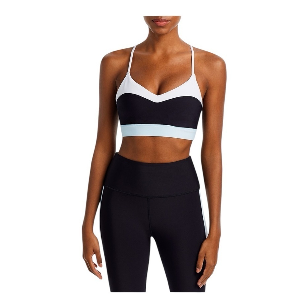 Aqua Color Block Medium Support Sports Bra